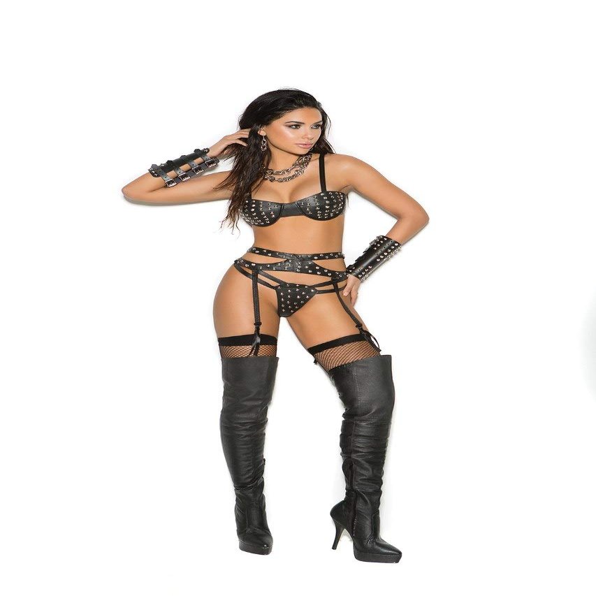 Elegant Moments EM-L9790 Leather arm guards with adjustable buckles Black Leather / One Size