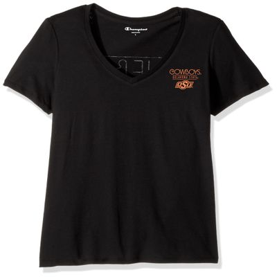 NCAA Oklahoma State Cowboys Women's University V-Neck Front/Back, Small, black