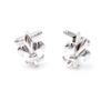 MRCUFF Fleur De Lis Pair Tuxedo Cufflinks and Studs Set in a Presentation Gift Box & Polishing Cloth  (Fleur studs) view 3