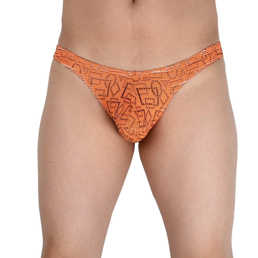 JAXFSTK Men's Duotone Thongs Bulge Pouch T-back Underwear Bikini Guys Pants Orange M