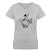 Spreadshirt Thelwell Rider Spring Cleaning Sweeping Horse Licensed Women's V-Neck T-Shirt, XL, Gray view 1