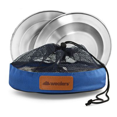 Wealers Stainless Steel Plate Set - 8.5 inch Ultra-Portable Dinnerware Set BPA Free Plates for Outdoor Camping | Hiking | Picnic | BBQ | Beach