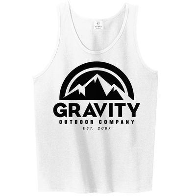 Mens Gravity Outdoor Co. Ultra Cotton Tank Top - Black Logo - White - S