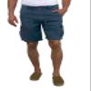 short fin Men's Linen Cargo Shorts (Slate Blue, Size 42 L8002) view 2