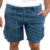 short fin Men's Linen Cargo Shorts (Slate Blue, Size 42 L8002) view 4