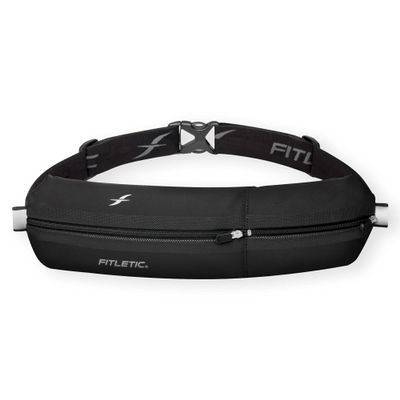 Fitletic Bolt Double Pocket Running Belt & Active Fanny Pack For Men & Women  Water Resistant, Lightweight Sleek Design  Patented No Bounce Hip Hugging Fit  Holds Any Phone