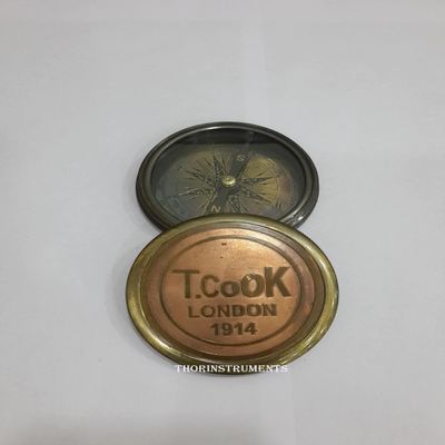 Vintage Solid Brass Pocket T. Cook London 1914" Antique Compass Gift Item Rustic Vintage Home Decor Gifts