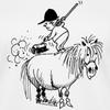 Spreadshirt Thelwell Rider Spring Cleaning Sweeping Horse Licensed Women's V-Neck T-Shirt, 2XL, White view 2