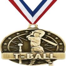 Crown Awards T-Ball Medals - 2" and 1 per Pack- Great for Kids, Baseball, Softball, Little League, Camp, School