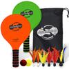 Paddle Ball Game Jazzminton Deluxe with LED Birdie - Indoor/Outdoor Game for Kids, Teens and Adults view 1