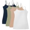 4 Pack Active Basic Women's Basic Tank Top (2X-Wh/Dst Slmn/Lt Olv/Nv) view 1