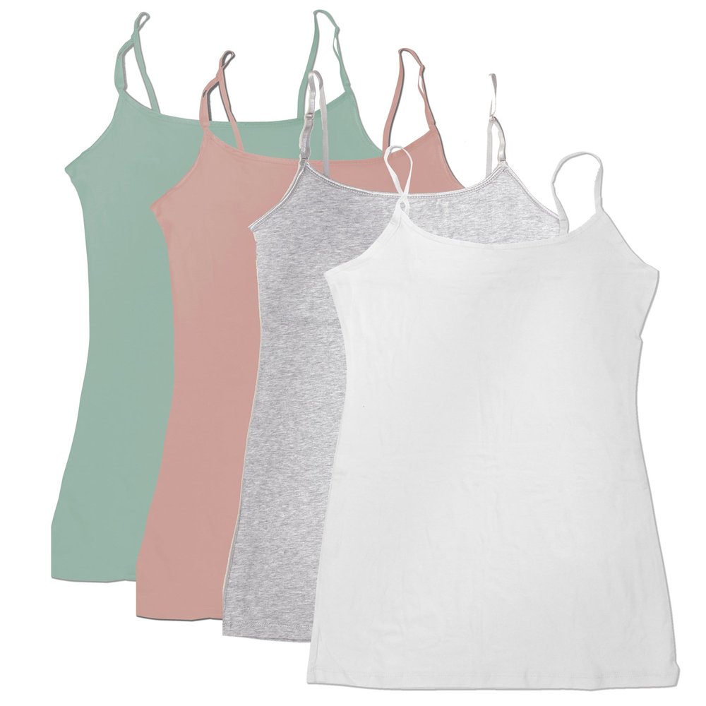 4 Pack Active Basic Women's Basic Tank Top (M-Wh/H Gry/Dk Pnk/Dst Sg)