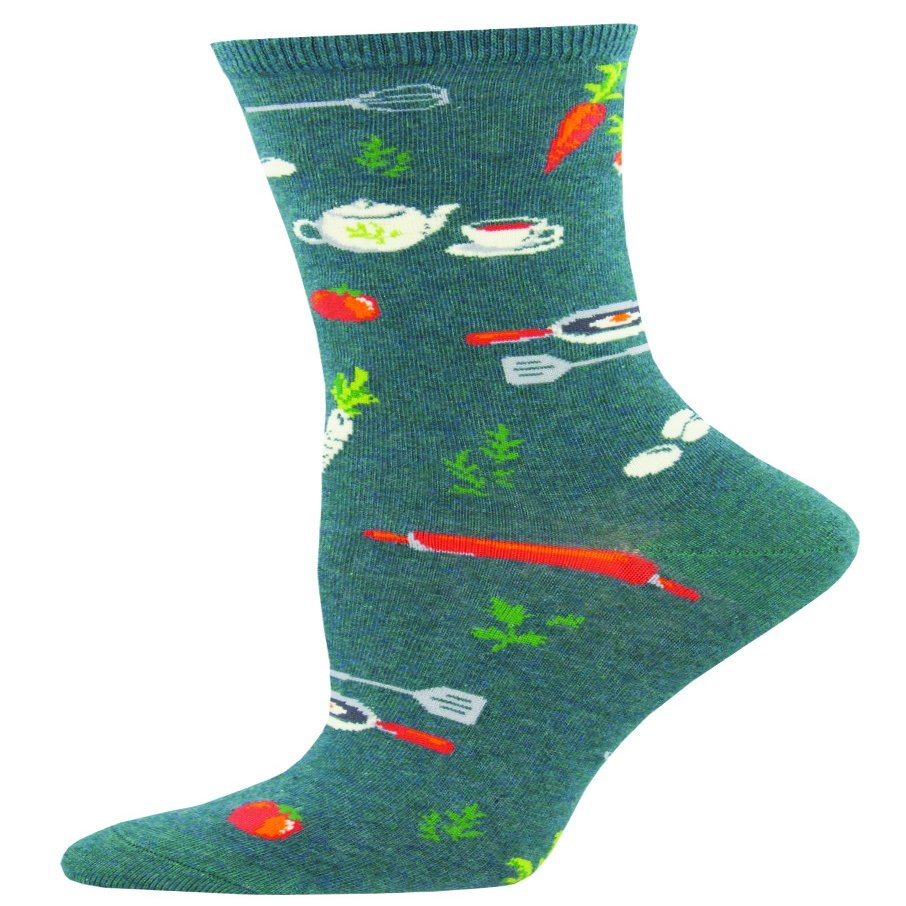 Socksmith Women's Crew Socks (Country Breakfast - Heather Marine, 1-Pack)