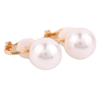 Simulated Pearl Clip Earrings No Pierced Charm Jewelry Gold Plated 12mm Pearl (12mm gold plated)