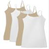 4 Pack Active Basic Women's Basic Tank Top (M-Wh/Wh/Khki/Khki) view 1