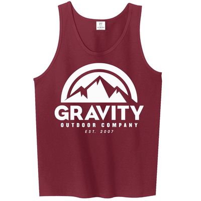 Mens Gravity Outdoor Co. Ultra Cotton Tank Top - White Logo - Cardinal - S