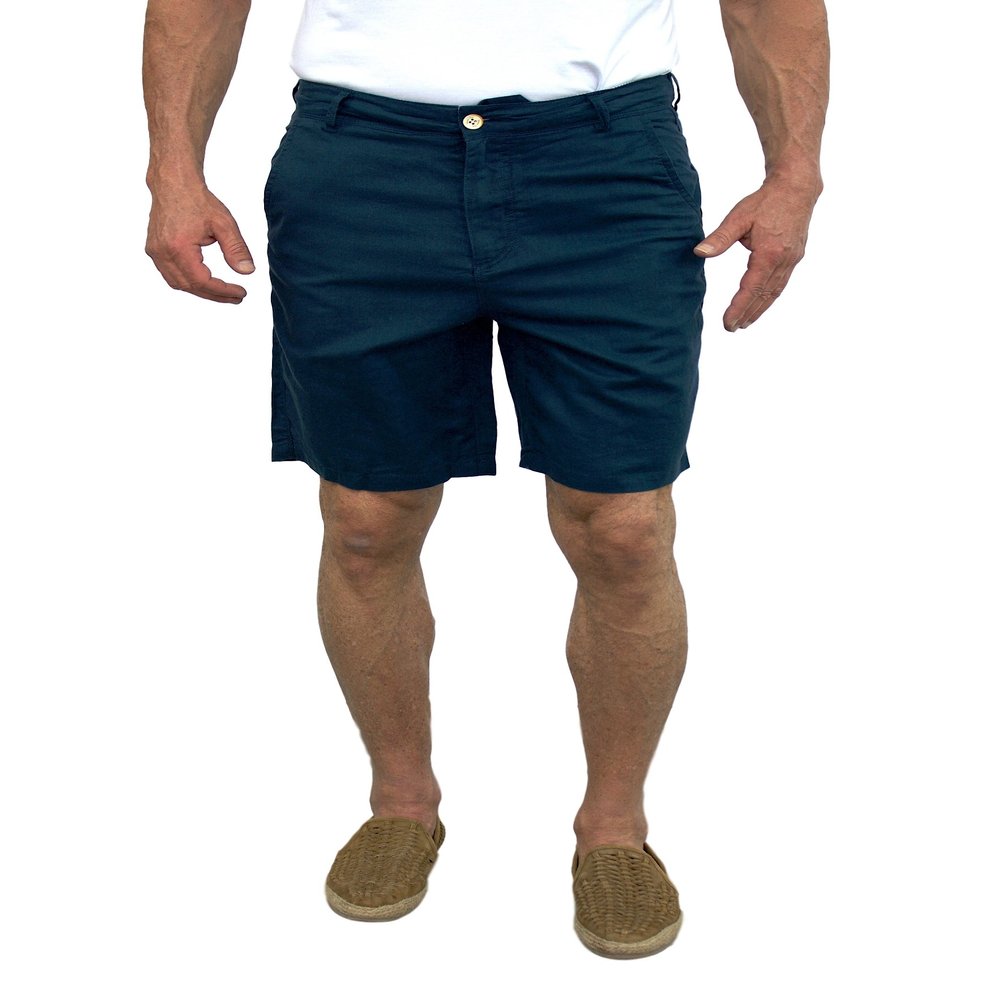 short fin Men's Linen Walking Shorts (Size 30, Navy L8001)