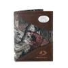 NCAA Texas State Bobcats Zep-Pro Mossy Oak Nylon and Leather Trifold Concho Wallet, Camouflage, One Size view 1