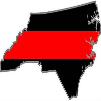 5" North Carolina Nc Thin Red Line State Shape American Flag Firefighter Sticker