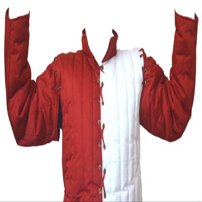 Medieval Thick Padded design Gambeson Red With White ABS (Red With White, 49)