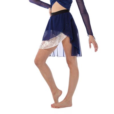 Alexandra Collection Womens Navy Tri-Layered Dance Skirt with Sequins Navy Large