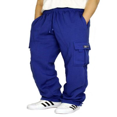 DREAM USA Men's Fleece Cargo Sweatpants Heavyweight (3XL, Royal Blue)