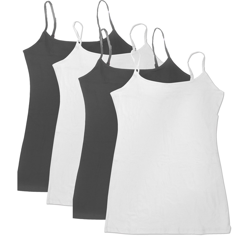 4 Pack Active Basic Women's Basic Tank Top (3X-Wh/Wh/Chcl/Chcl)