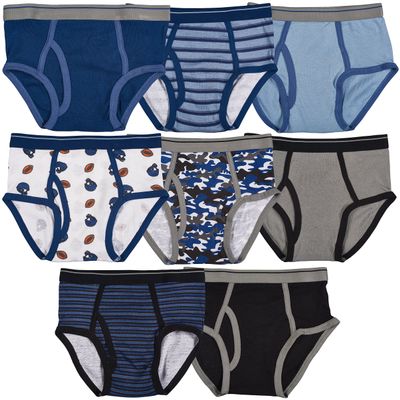 Trimfit Boys Soft 100% Cotton Tagless Briefs (8-Pack) Navy/Grey