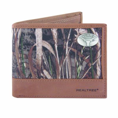 NCAA Texas Longhorns Zep-Pro Realtree Nylon and Leather Passcase Concho Wallet, Camouflage, One Size