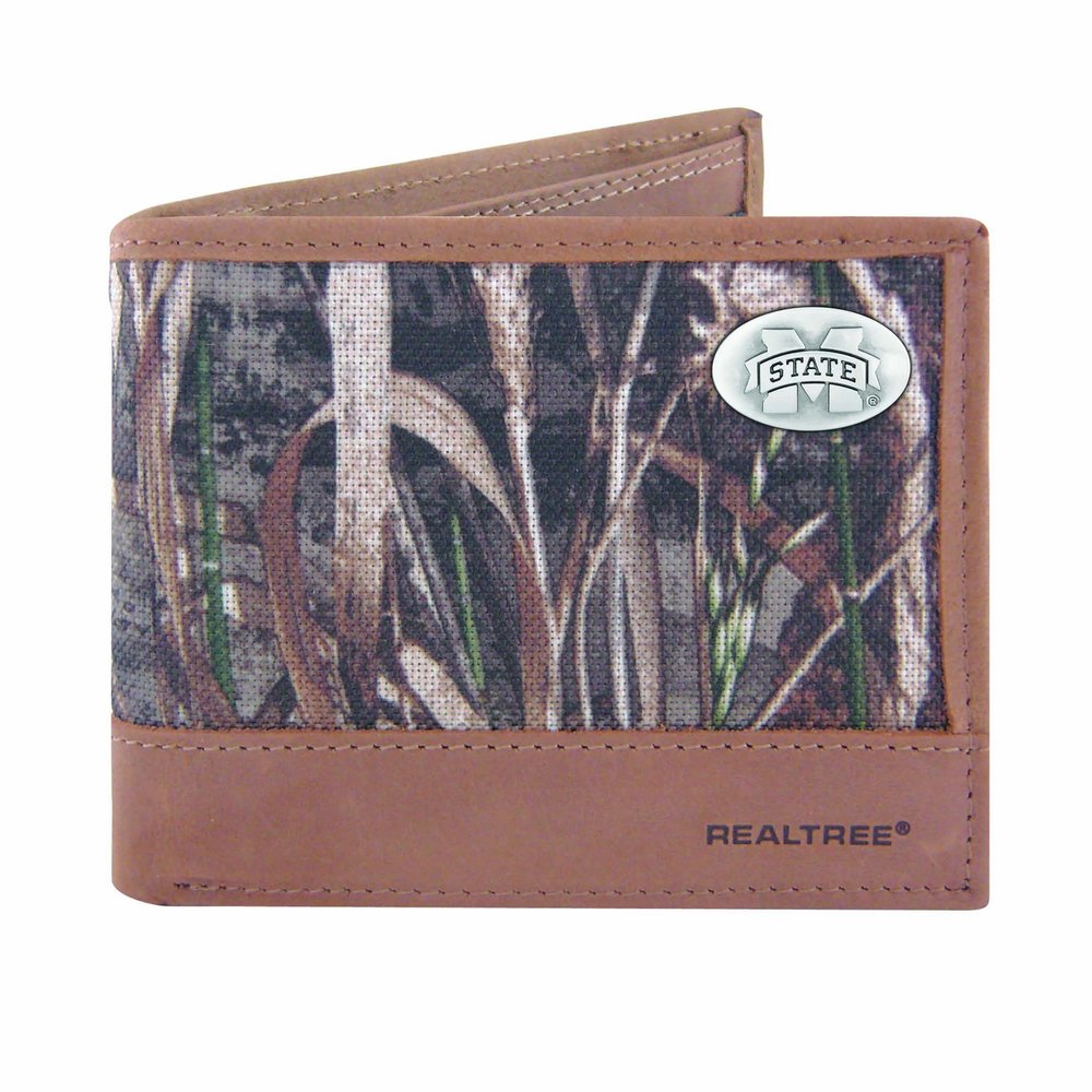 NCAA Mississippi State Bulldogs Zep-Pro Realtree Nylon and Leather Passcase Concho Wallet, Camouflage, One Size