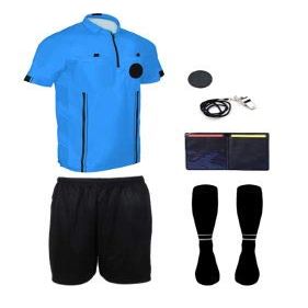 New! 2018 Pro Soccer Referee Package (7 Piece) (Blue, Adult Medium)