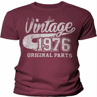 50th Birthday Gift Shirt for Men - Vintage 1976 Original Parts - Maroon-4X
