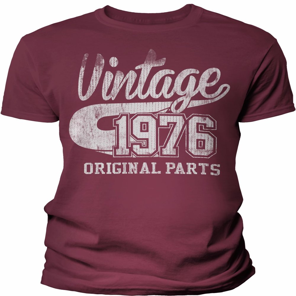 50th Birthday Gift Shirt for Men - Vintage 1976 Original Parts - Maroon-4X