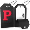 Shacke Initial Luggage Tag with Full Privacy Cover and Stainless Steel Loop - Black (Letter P) view 2