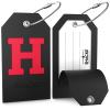 Shacke Initial Luggage Tag with Full Privacy Cover and Stainless Steel Loop - Black (Letter H) view 2