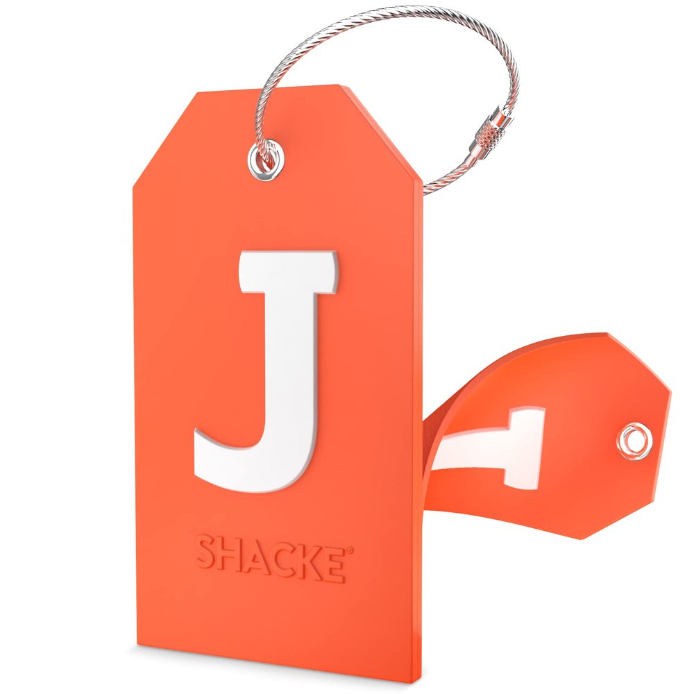 Shacke Initial Luggage Tag with Full Privacy Cover and Stainless Steel Loop  (Letter J)