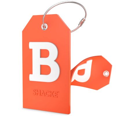 Shacke Initial Luggage Tag with Full Privacy Cover and Stainless Steel Loop (Letter B)