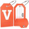 Shacke Initial Luggage Tag with Full Privacy Cover and Stainless Steel Loop  (Letter V) view 2