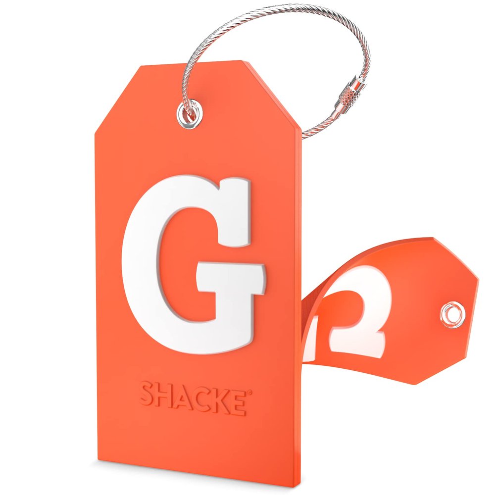 Shacke Initial Luggage Tag with Full Privacy Cover and Stainless Steel Loop  (Letter G)