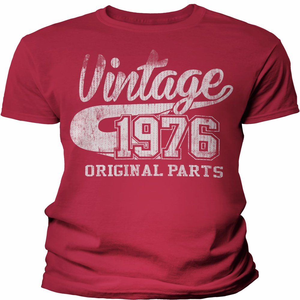 50th Birthday Gift Shirt for Men - Vintage 1976 Original Parts - Red-4X