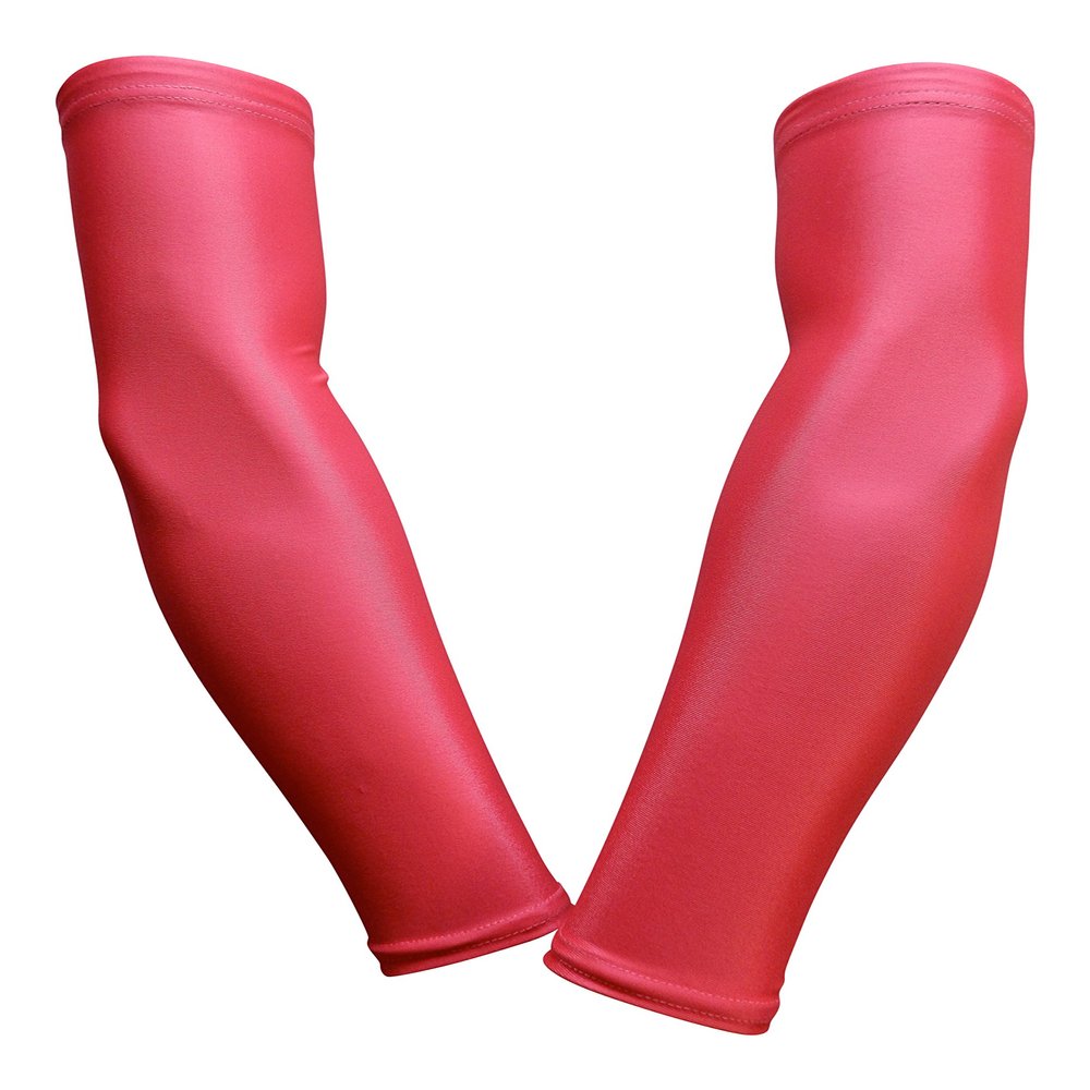Sports Farm PAIR Compression Elbow Arm Sleeves (YOUTH LARGE, PINK)