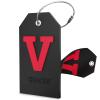 Shacke Initial Luggage Tag with Full Privacy Cover and Stainless Steel Loop - Black (Letter V) view 1