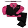 Johnnie Lene JL40 Pinstripe Boys Formal Dresswear Vest Set (3T, Black/Fuchsia) view 1