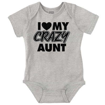 Brisco Brands Love My Crazy Aunt Funny Cool Auntie Baby Romper Boys or Girls