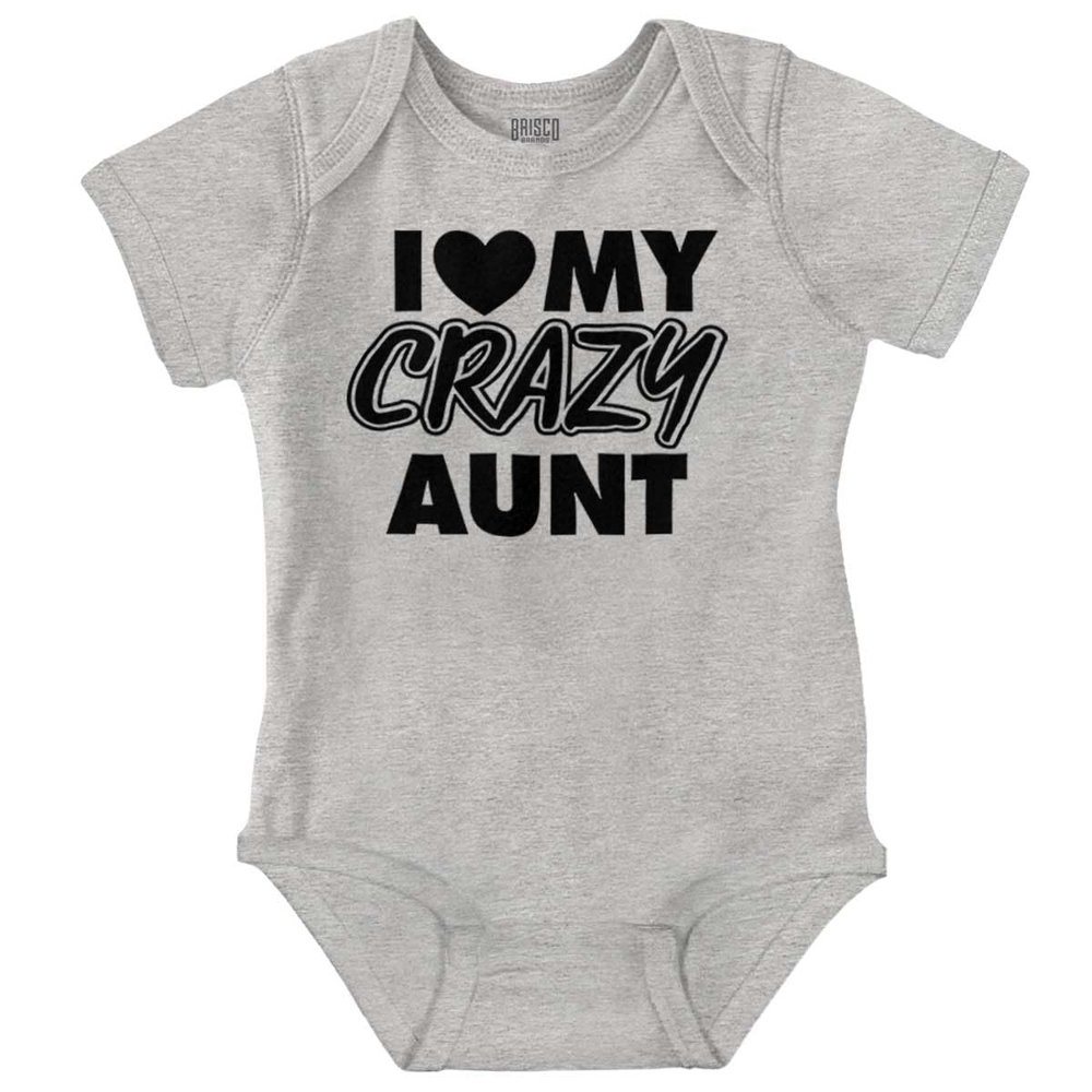 Brisco Brands Love My Crazy Aunt Funny Cool Auntie Baby Romper Boys or Girls