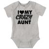 Brisco Brands Love My Crazy Aunt Funny Cool Auntie Baby Romper Boys or Girls view 1