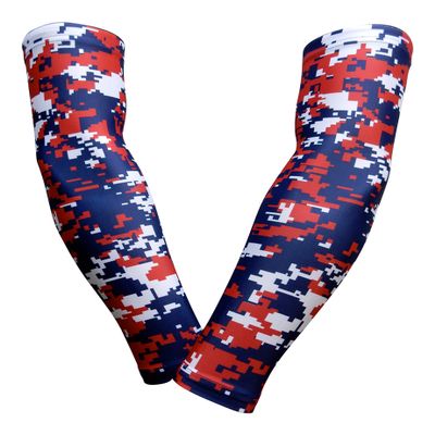 Sports Farm PAIR Compression Elbow Arm Sleeves (ADULT SMALL, NAVY RED DIGI CAMO)