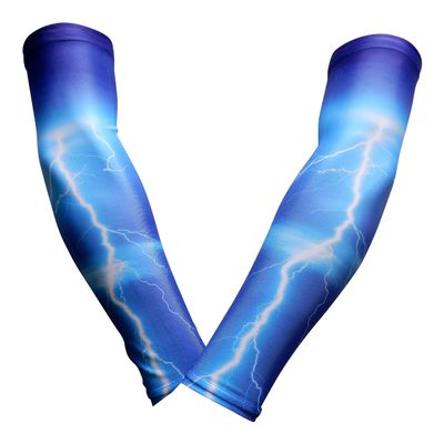 Sports Farm PAIR Compression Elbow Arm Sleeves (YOUTH MEDIUM, ROYAL BLUE LIGHTNING) 