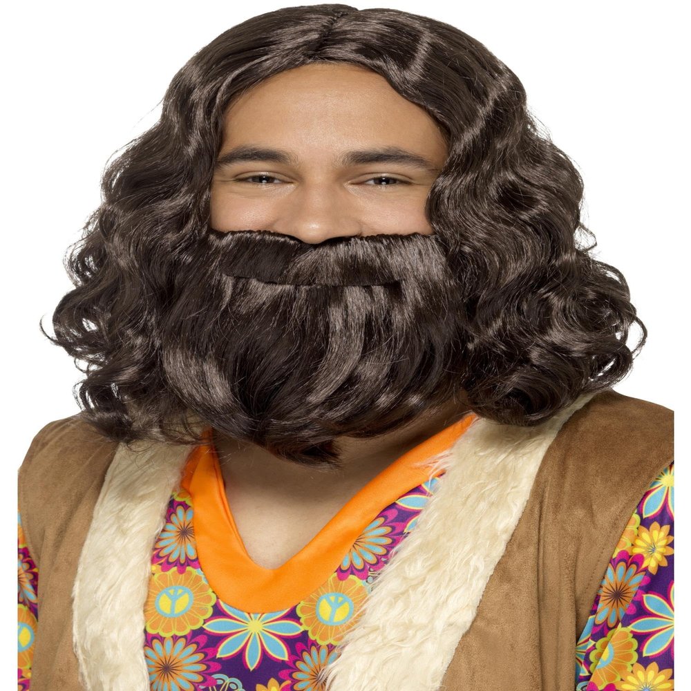 Smiffys Hippie/Jesus Wig & Beard Set