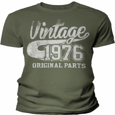 50th Birthday Gift Shirt for Men - Vintage 1976 Original Parts - Military-4X